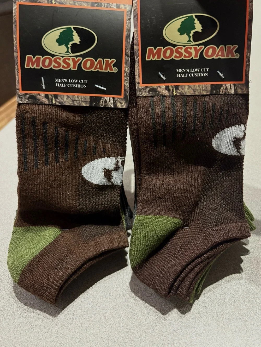 Mossy Oak Men's Low Cut Half Cushion Socks 2 Sets of 3 Socks — 6 PAIRS TOTAL